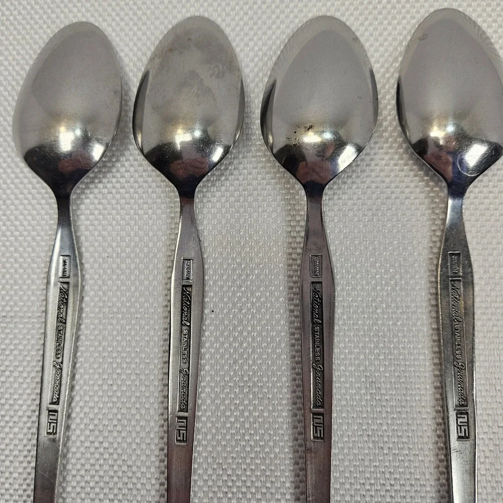 National‎ Stainless Granada Spoons Set of 4 Japan MCM